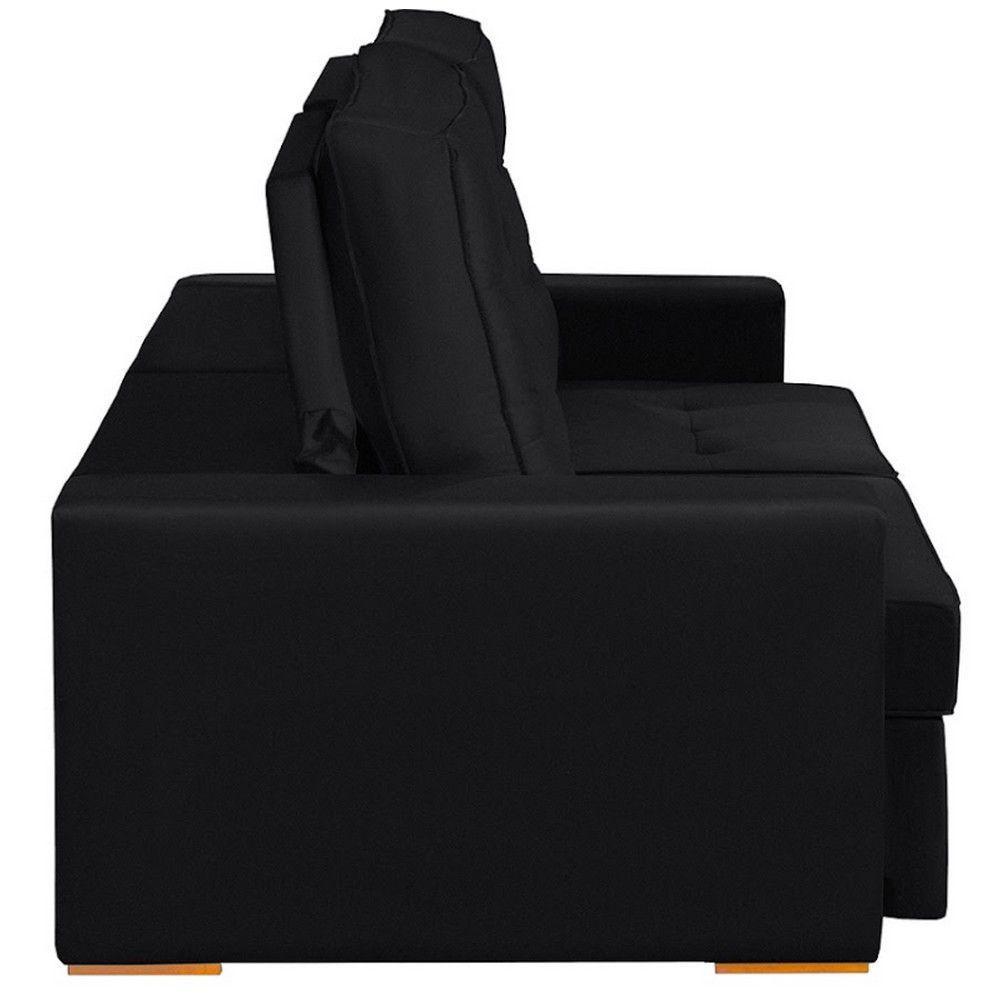 Sofá 3 Lugares 2.30 Mt Retrátil Reclinável Preto - 4