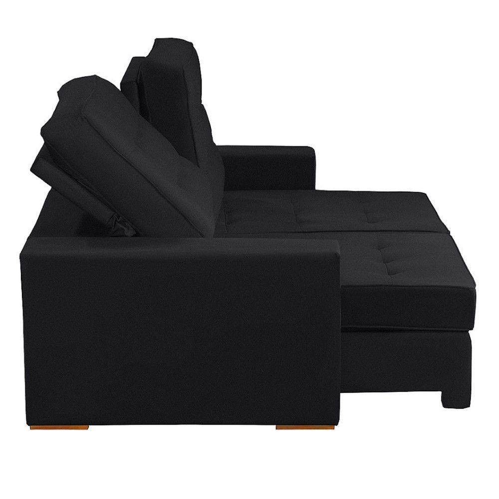 Sofá 3 Lugares 2.30 Mt Retrátil Reclinável Preto - 6