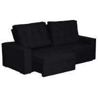 Sofá 3 Lugares 2.30 Mt Retrátil Reclinável Preto