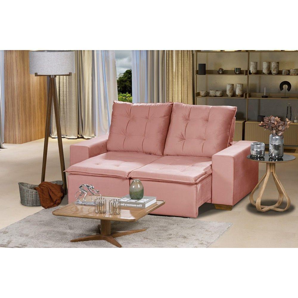 Sofá 3 Lugares 1.90 Mt Com Molas Retrátil E Reclinável Rose - 1