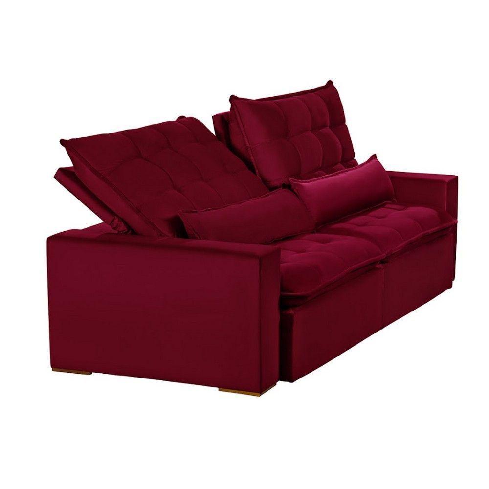 Sofá 4 Lugares 2.30 Mt Retrátil E Reclinável Vermelho - 5