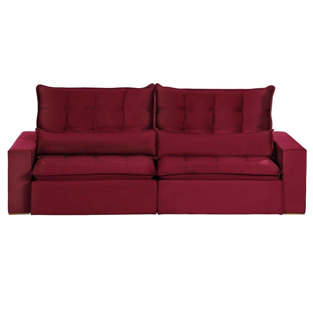 Sofá 4 Lugares 2.30 Mt Retrátil E Reclinável Vermelho - 10
