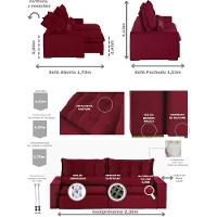 Sofá 4 Lugares 2.30 Mt Retrátil E Reclinável Vermelho - 9