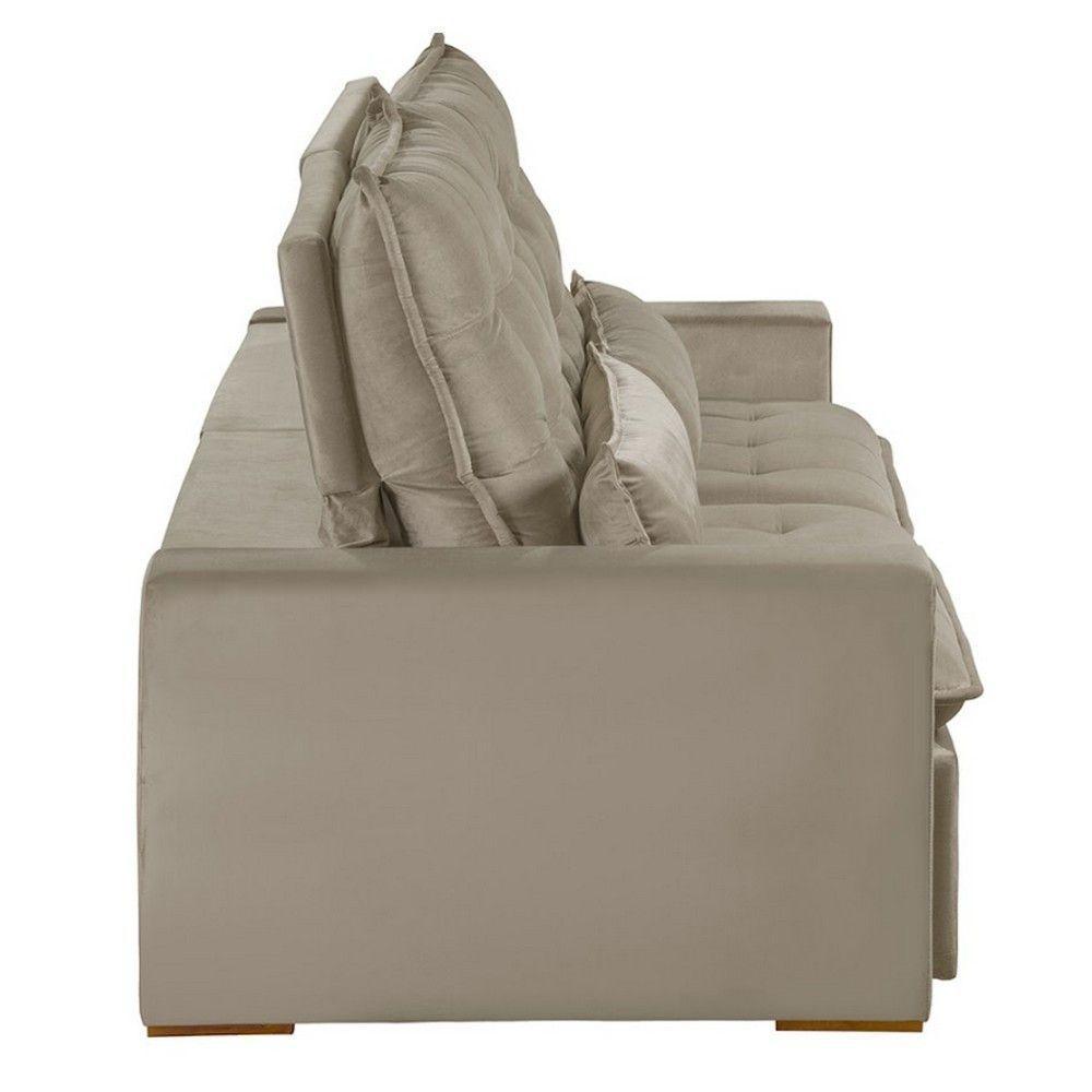 Sofá 4 Lugares 2.30 Mt Retrátil E Reclinável Sofatec Bege - 8