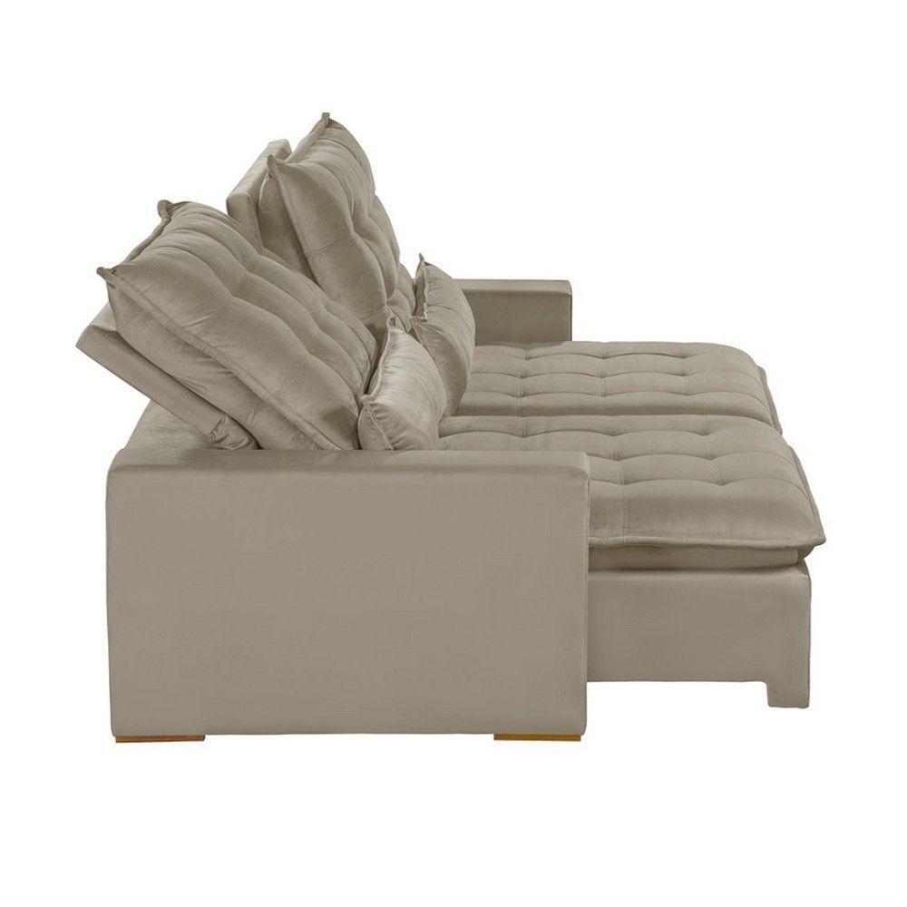 Sofá 4 Lugares 2.30 Mt Retrátil E Reclinável Sofatec Bege - 9