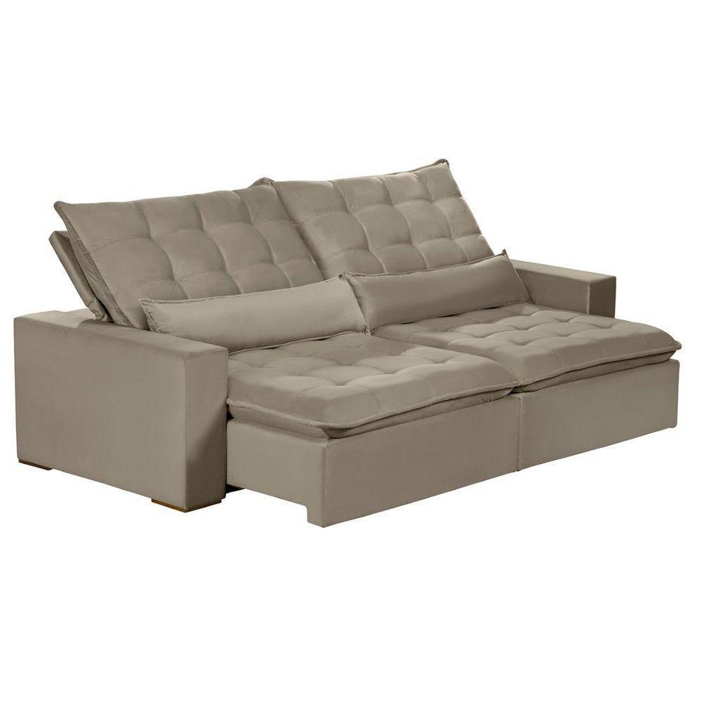 Sofá 4 Lugares 2.30 Mt Retrátil E Reclinável Sofatec Bege - 10