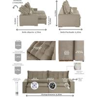 Sofá 4 Lugares 2.30 Mt Retrátil E Reclinável Sofatec Bege - 15