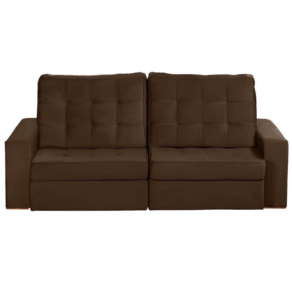 Sofá 3 Lugares 2.30 Mt Retrátil Reclinável Marrom - 3