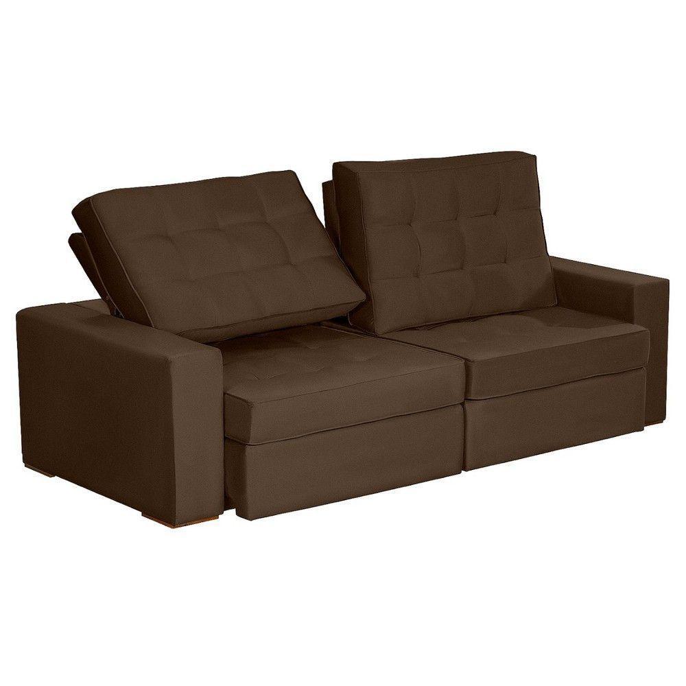 Sofá 3 Lugares 2.30 Mt Retrátil Reclinável Marrom - 7