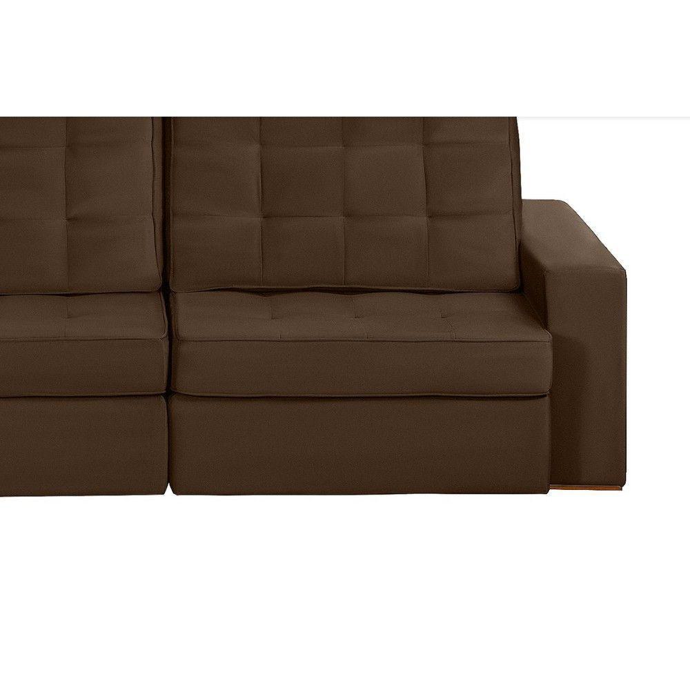 Sofá 3 Lugares 2.30 Mt Retrátil Reclinável Marrom - 12