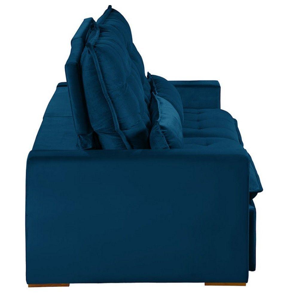 Sofá 4 Lugares 2.30 Mt Retrátil E Reclinável Sofatec Azul - 6