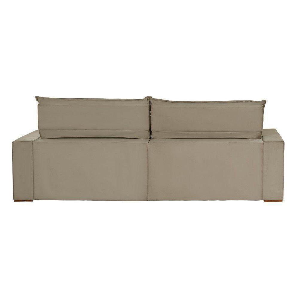 Sofá 4 Lugares 2,30 Mt Com Molas Retrátil E Reclinável Bege - 6