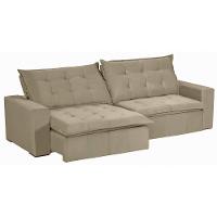 Sofá 4 Lugares 2,30 Mt Com Molas Retrátil E Reclinável Bege - 5