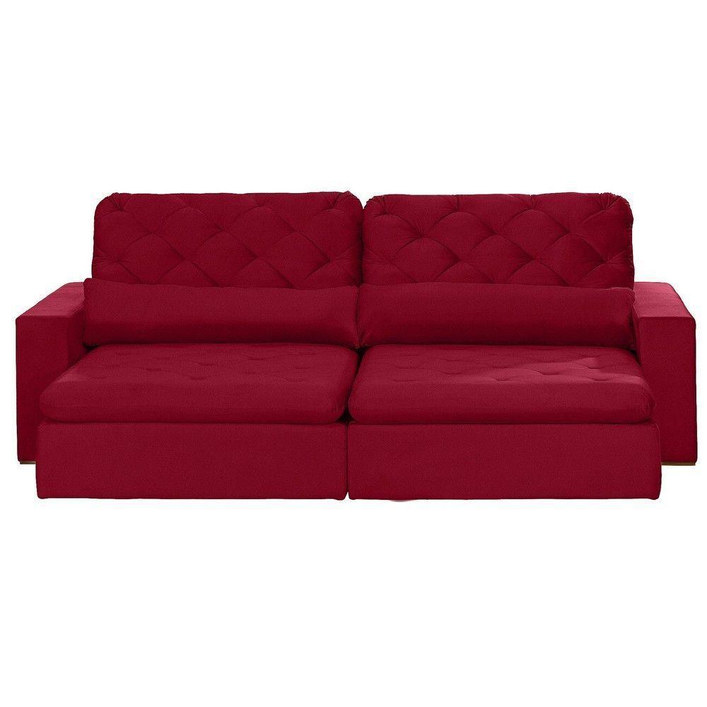 Sofá 4 Lugares 2.30 Mt Retrátil E Reclinável Vermelho - 10