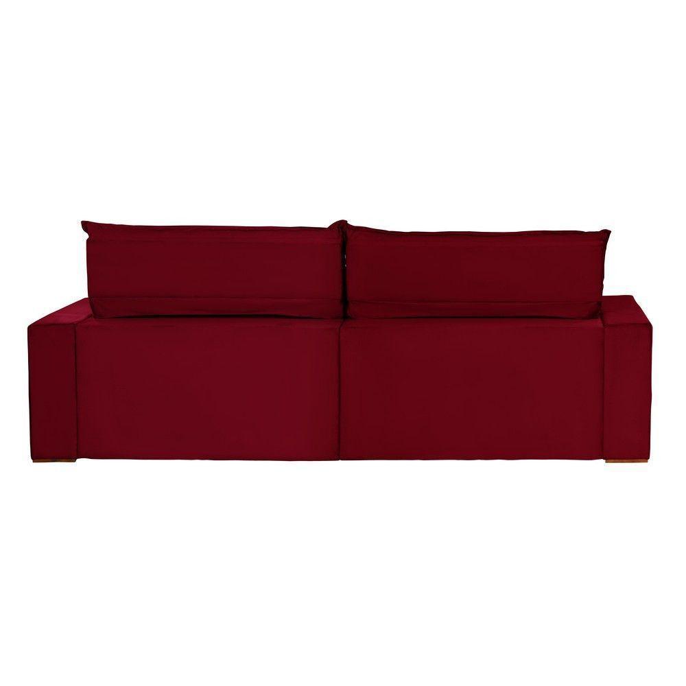 Sofá 4 Lugares Com Molas Retrátil E Reclinável Vermelho - 5
