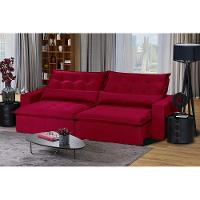 Sofá 4 Lugares Com Molas Retrátil E Reclinável Vermelho - 1