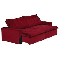 Sofá 4 Lugares Com Molas Retrátil E Reclinável Vermelho