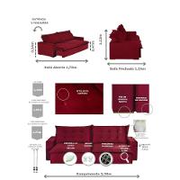 Sofá 4 Lugares Com Molas Retrátil E Reclinável Vermelho - 16