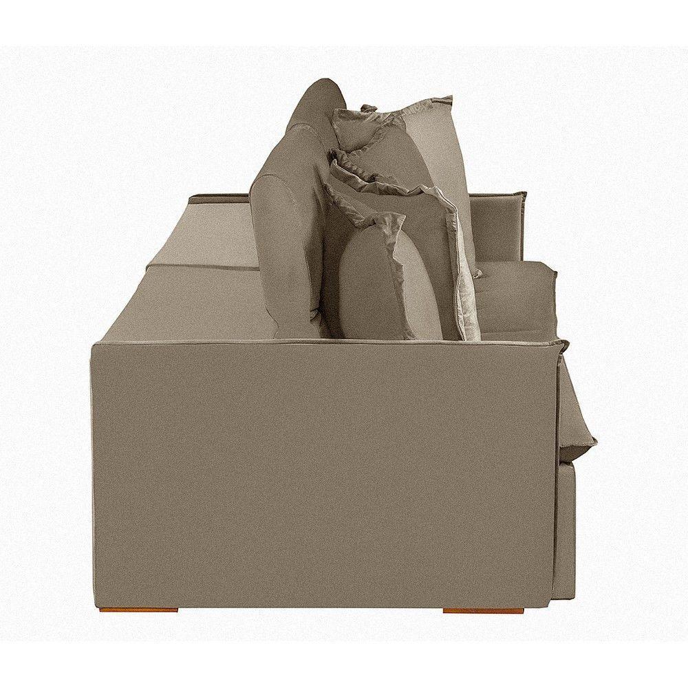 Sofá 4 Lugares 2.30 Mt Com Molas Retrátil Reclinável Bege - 3