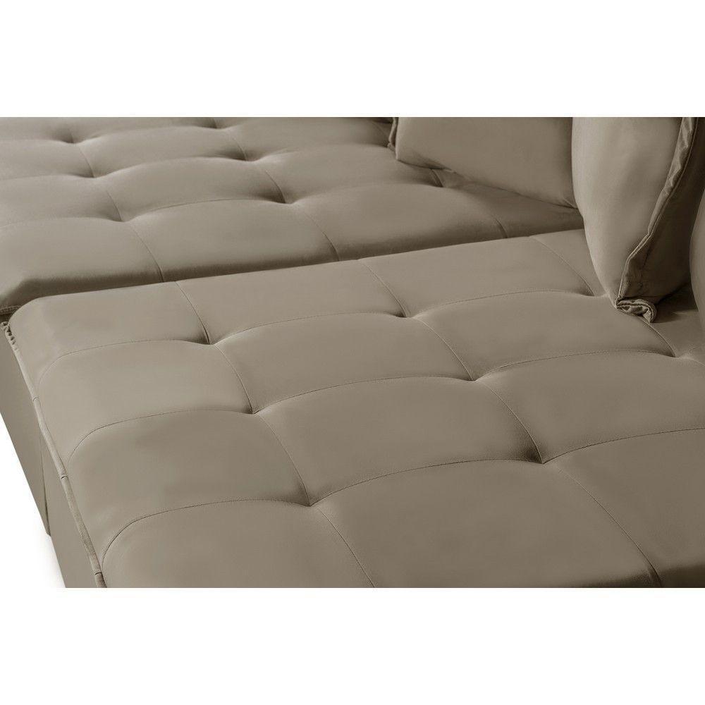 Sofá 4 Lugares 2.30 Mt Com Molas Retrátil E Reclinável Bege - 7