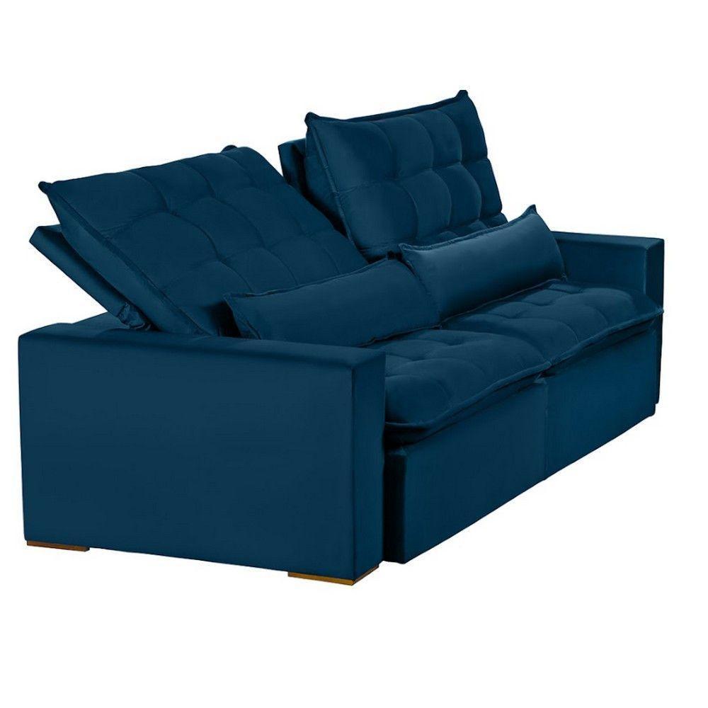 Sofá 5 Lugares 2.50 Mt Retrátil E Reclinável Sofatec Azul - 4