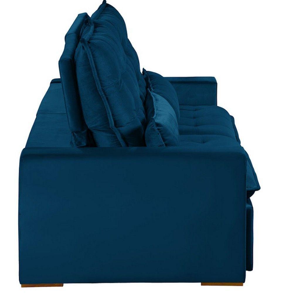 Sofá 5 Lugares 2.50 Mt Retrátil E Reclinável Sofatec Azul - 5