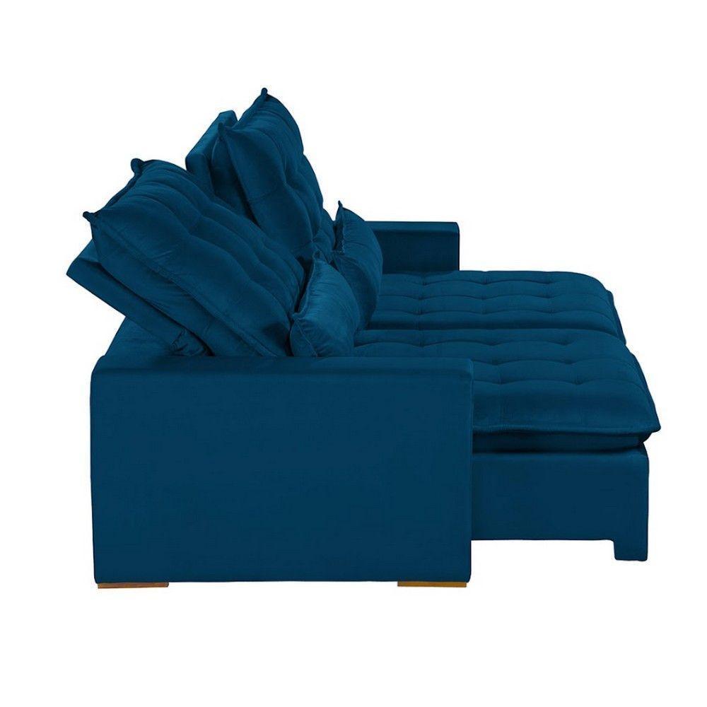 Sofá 5 Lugares 2.50 Mt Retrátil E Reclinável Sofatec Azul - 6