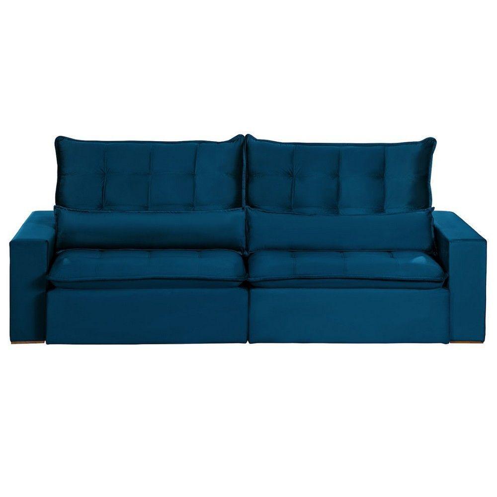 Sofá 5 Lugares 2.50 Mt Retrátil E Reclinável Sofatec Azul - 9