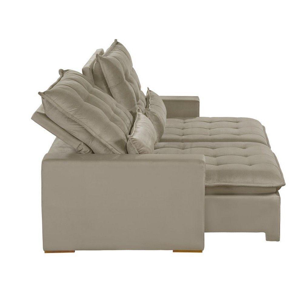 Sofá 5 Lugares 2.50 Mt Retrátil E Reclinável Sofatec Bege - 7