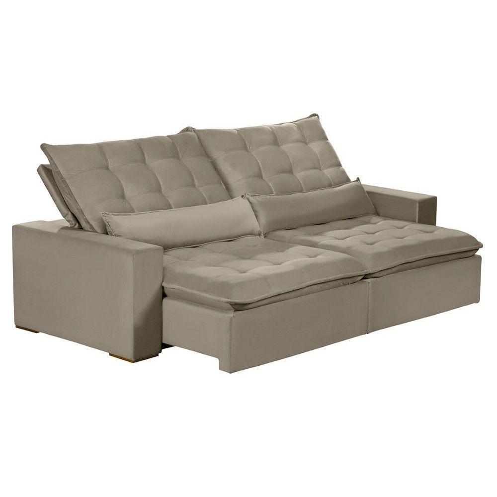 Sofá 5 Lugares 2.50 Mt Retrátil E Reclinável Sofatec Bege - 8