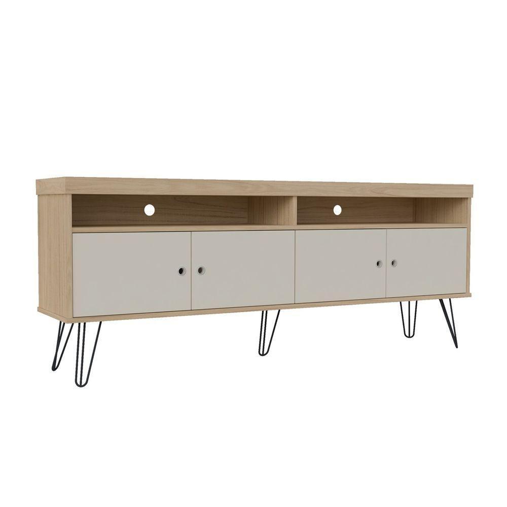 Rack Carvalho/off White Para Tv Até 60" Com Pés Metálicos - 8