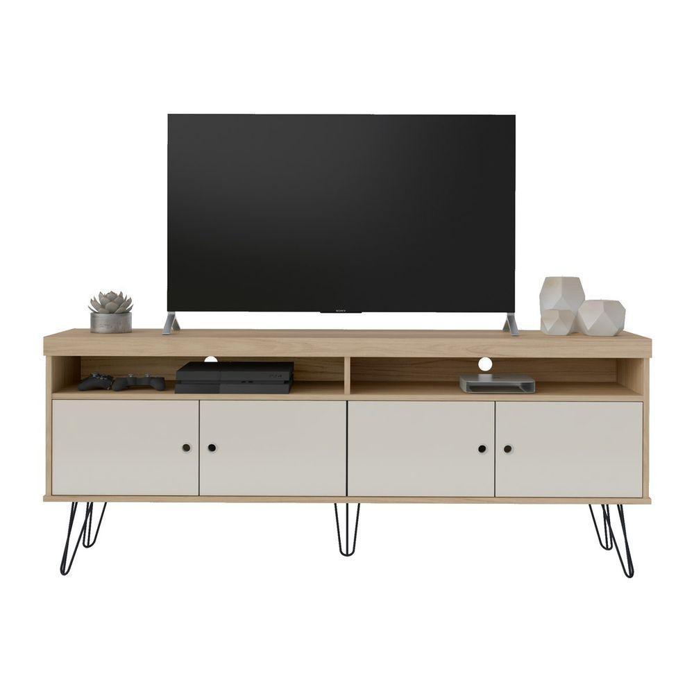 Rack Carvalho/off White Para Tv Até 60" Com Pés Metálicos - 10