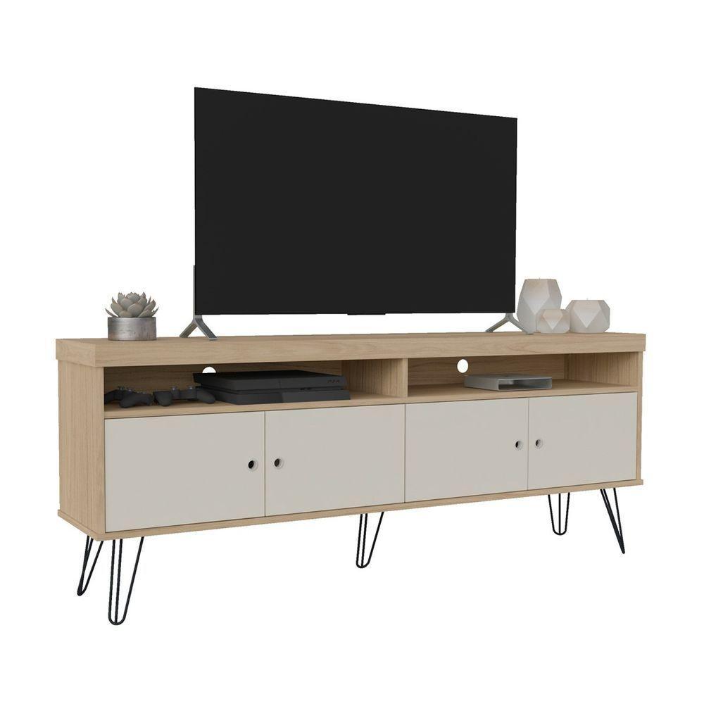 Rack Carvalho/off White Para Tv Até 60" Com Pés Metálicos - 11