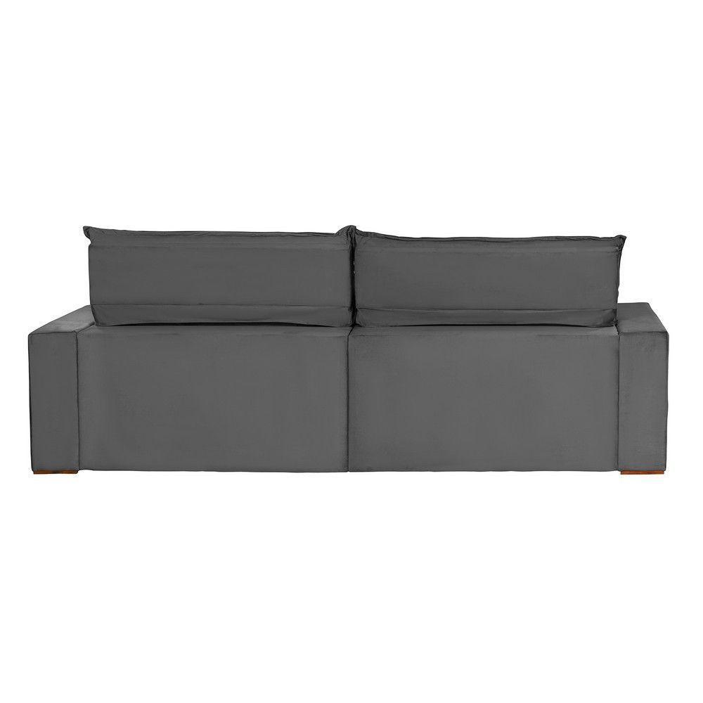 Sofá 4 Lugares 2,30 Mt Com Molas Retrátil E Reclinável Cinza - 5