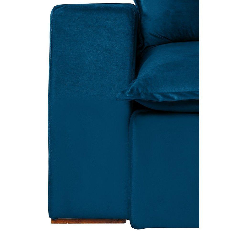 Sofá 5 Lugares 2,50 Mt Com Molas Retrátil E Reclinável Azul - 7