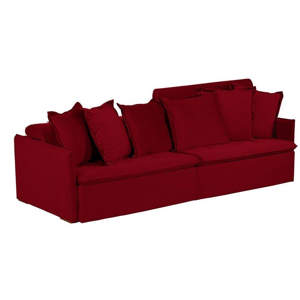 Sofá 5 Lugares Com Molas Retrátil E Reclinável Vermelho - 4