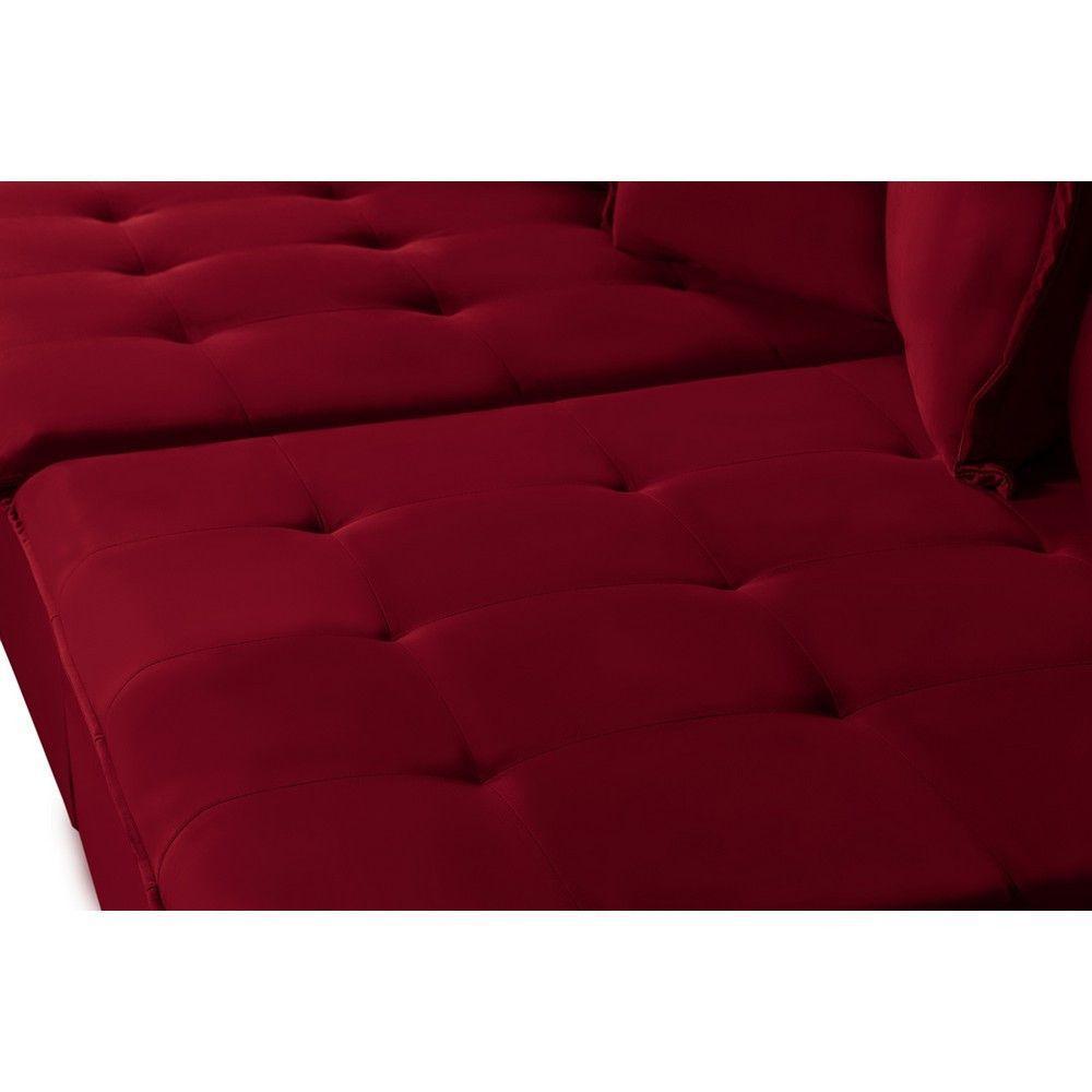 Sofá 5 Lugares Com Molas Retrátil E Reclinável Vermelho - 7