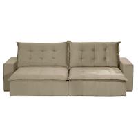 Sofá 6 Lugares 2,90Mt Com Molas Retrátil E Reclinável Bege - 10