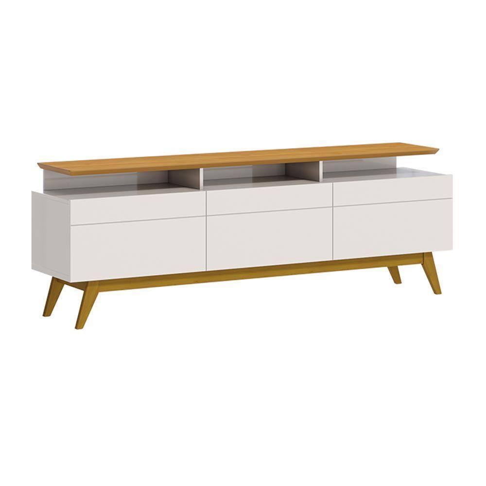 Rack Bancada 3 Gavetas Com Nicho 180cm Amy Off White/nature - 1