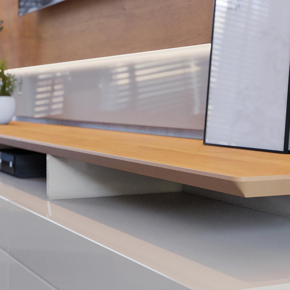 Rack Bancada 3 Gavetas Com Nicho 180cm Amy Off White/nature - 3