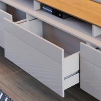 Rack Bancada 3 Gavetas Com Nicho 180cm Amy Off White/nature - 2