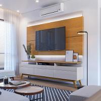 Rack Bancada 3 Gavetas Com Nicho 180cm Amy Off White/nature