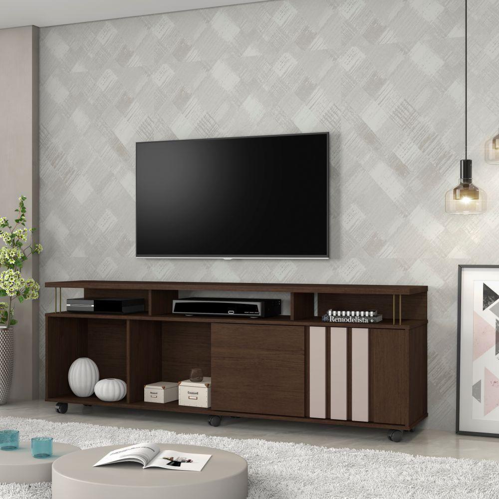 Rack Atraente Para Tv Até 75 Polegadas Jcm Movelaria Café Off White - 5