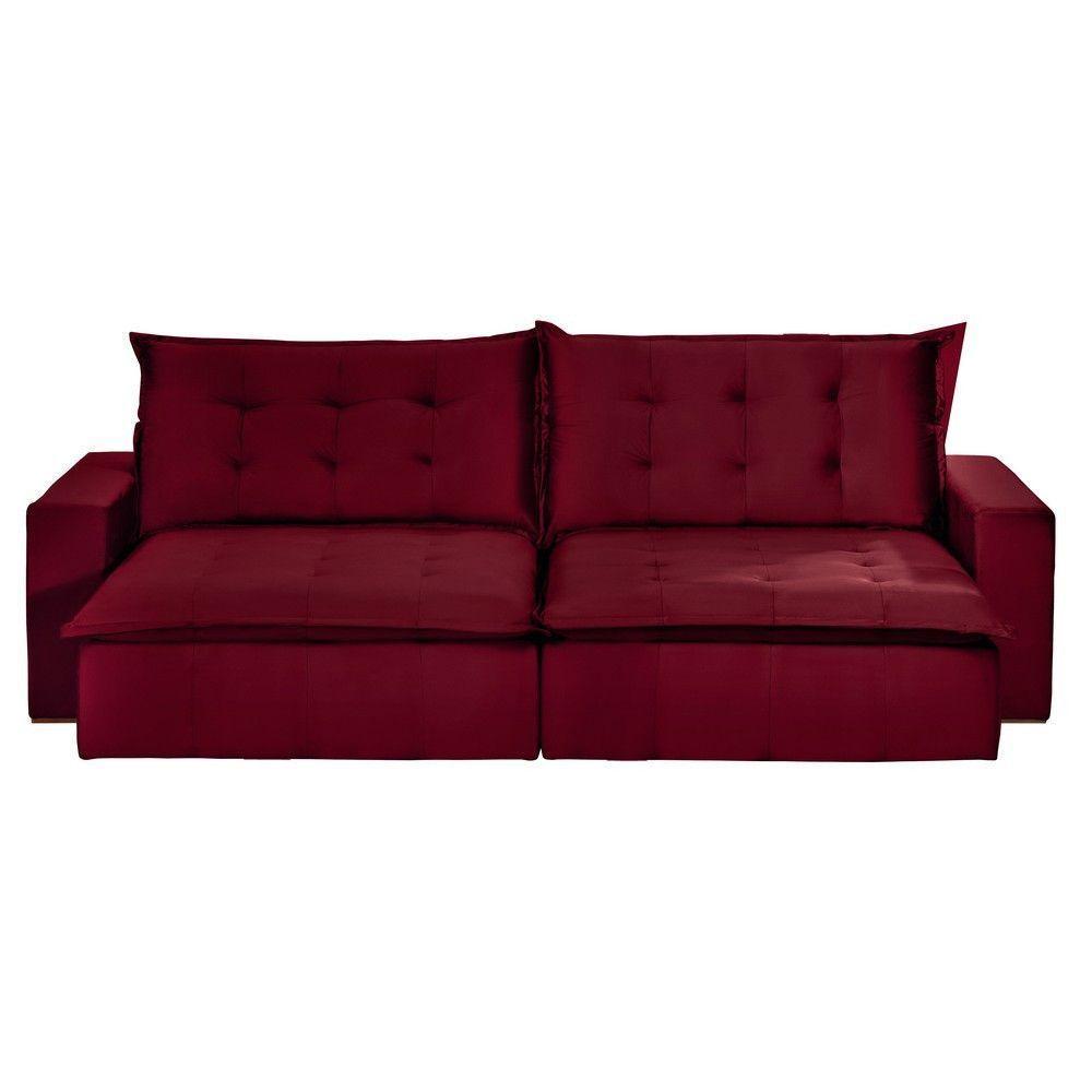 Sofá 6 Lugares Com Molas Retrátil E Reclinável Vermelho - 10