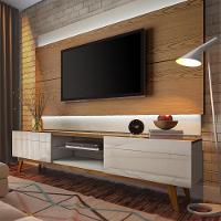 Rack Bancada 2 Gavetas 218cm Amy Off White/freijó