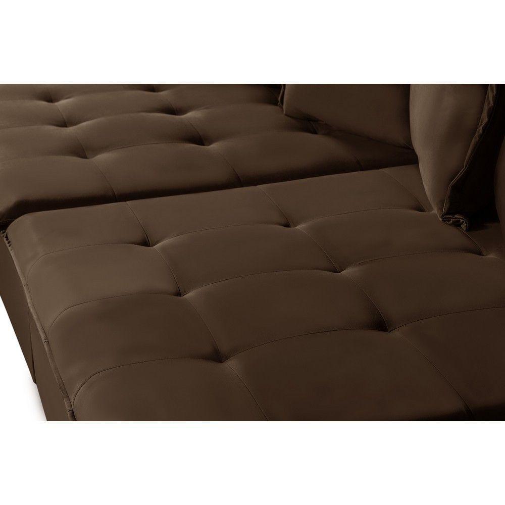 Sofá 5 Lugares Com Molas Retrátil E Reclinável Marrom - 7