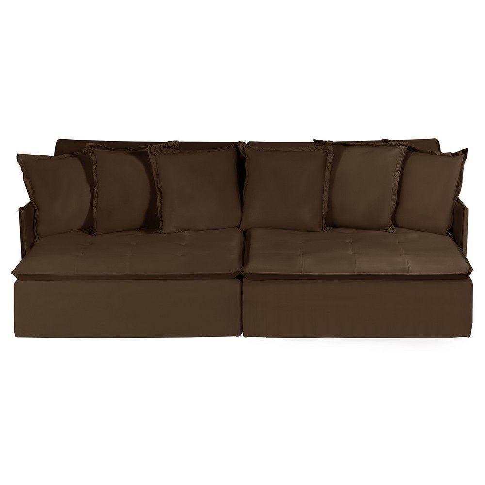Sofá 5 Lugares Com Molas Retrátil E Reclinável Marrom - 8