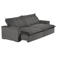 Sofá 5 Lugares 2,50 Mt Com Molas Retrátil E Reclinável Cinza - 2