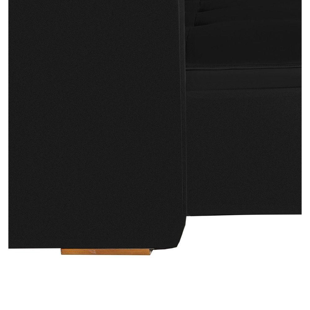 Sofá 5 Lugares 2.50 Mt Com Molas Retrátil E Reclinável Preto - 5