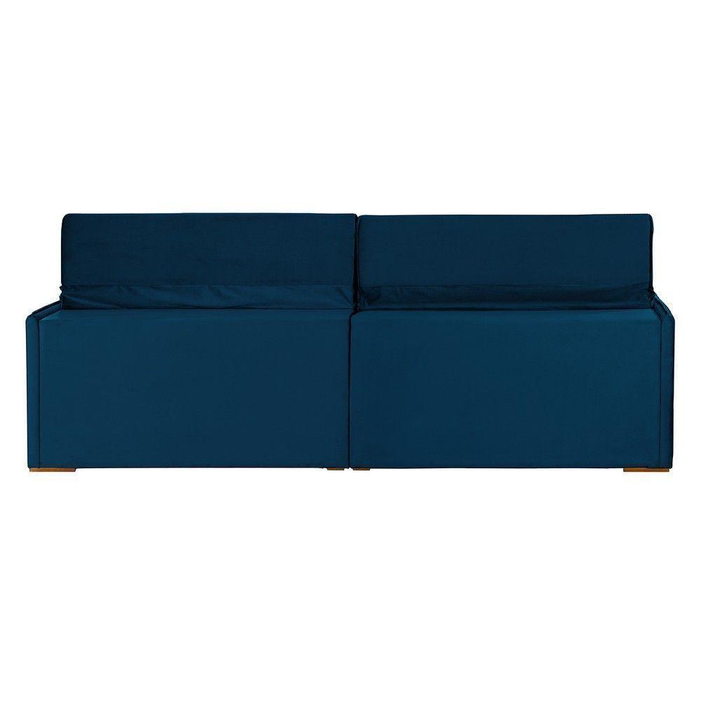 Sofá 5 Lugares 2.50 Mt Com Molas Retrátil E Reclinável Azul - 2